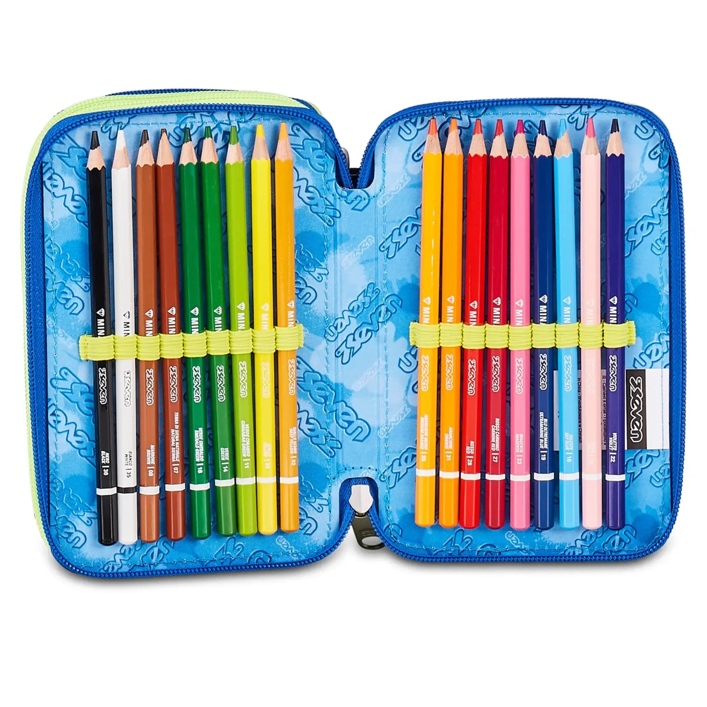 Astuccio 3 Zip Seven Electricvibe Boy Corredo Completo 45 Pezzi Scuola