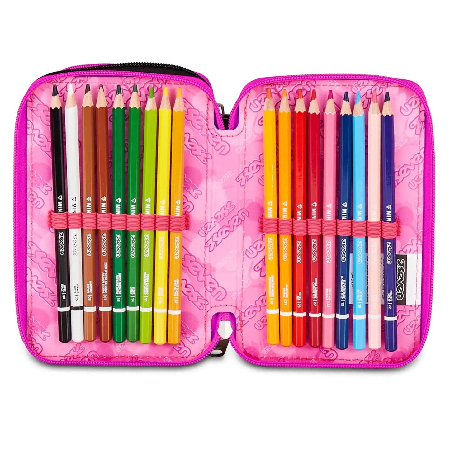 Astuccio 3 Zip Seven Plumpy Line Girl Corredo Completo 45 Pezzi Scuola