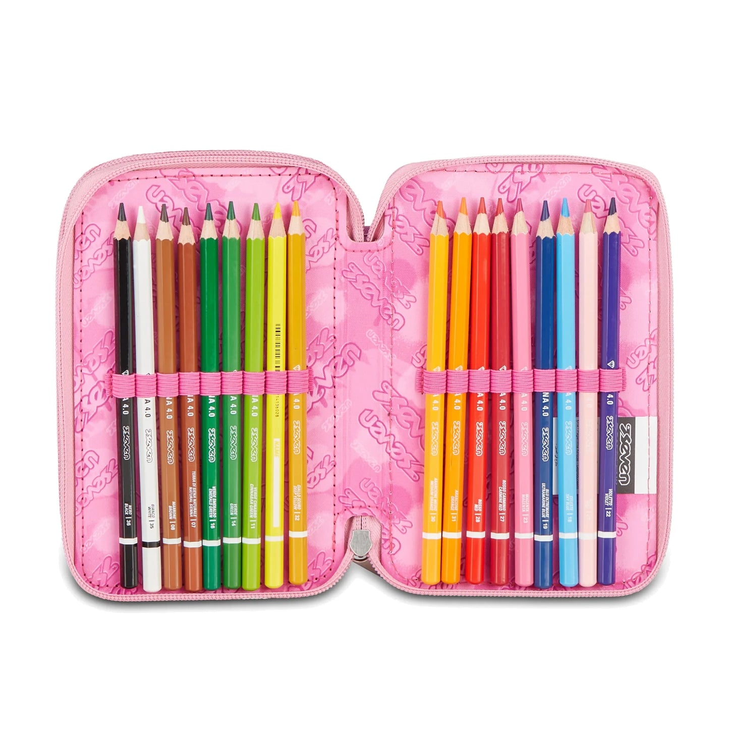 Astuccio Seven 3 Zip Completo 45 Pezzi Bambina Strass Triplo Scomparto Scuola