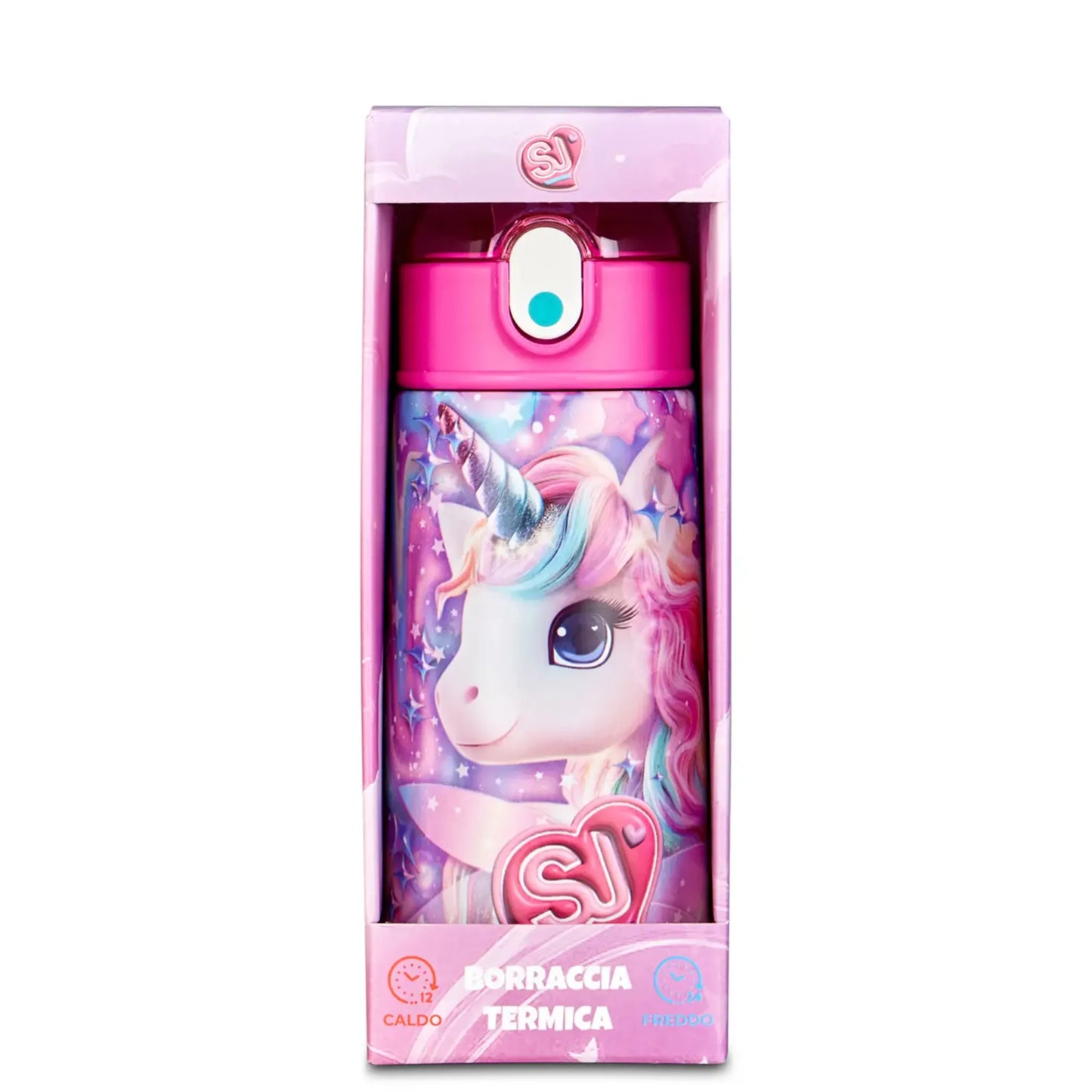 Borraccia Termica SJ Unicorno 460 ml Acciaio Inox 304 con Cannuccia BPA Free