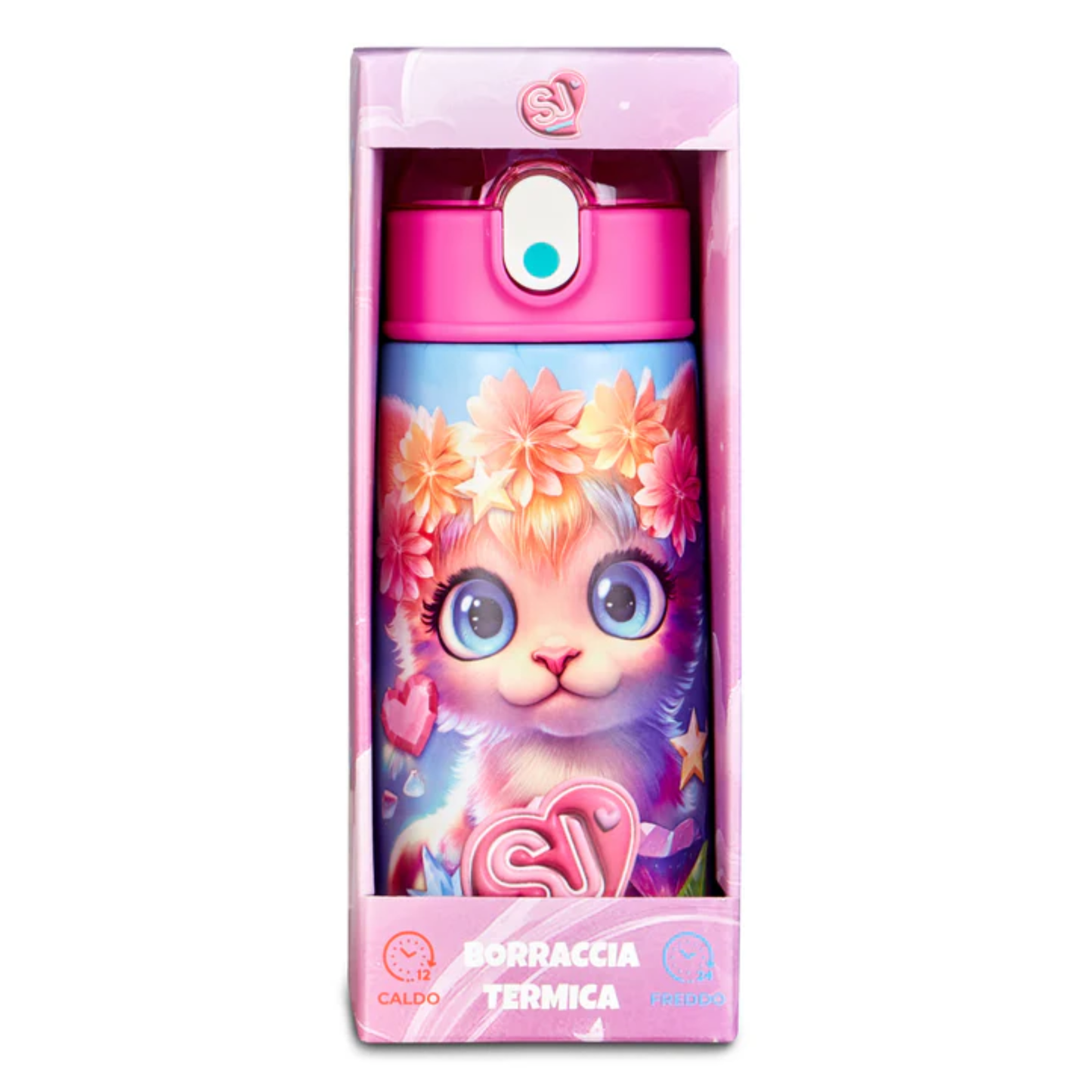 Borraccia Termica SJ Gang Animali 460 ml Acciaio Inox 304 con Cannuccia BPA Free