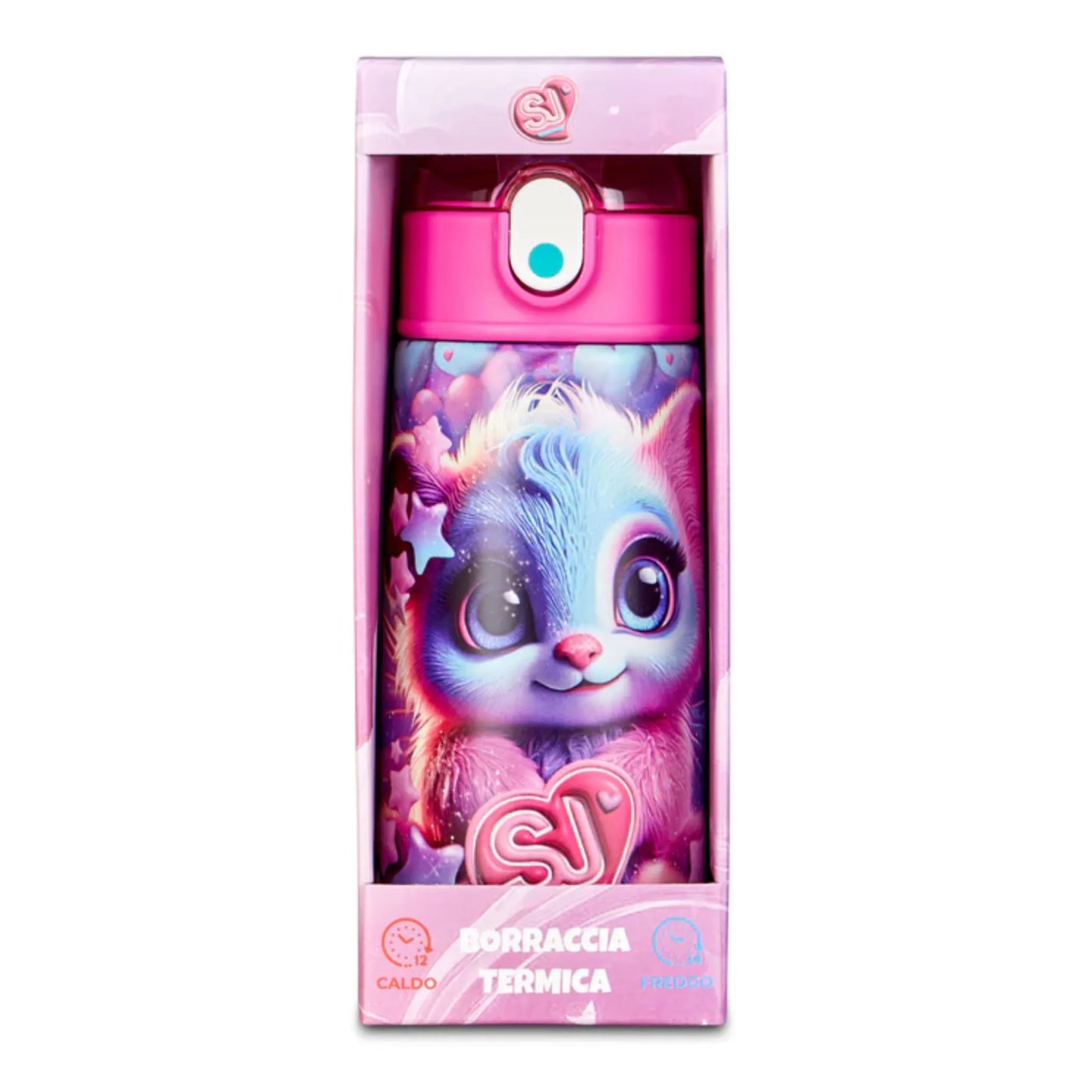 Borraccia Termica SJ Gang Animali Girl 460 ml Acciaio Inox 304 con Cannuccia