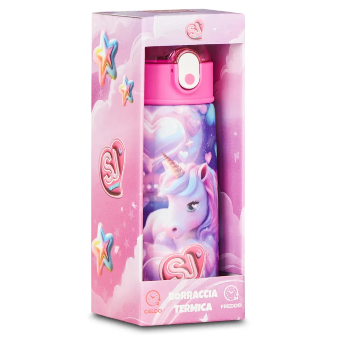 Borraccia Termica SJ Gang Unicorno 460 ml Acciaio Inox 304 con Cannuccia