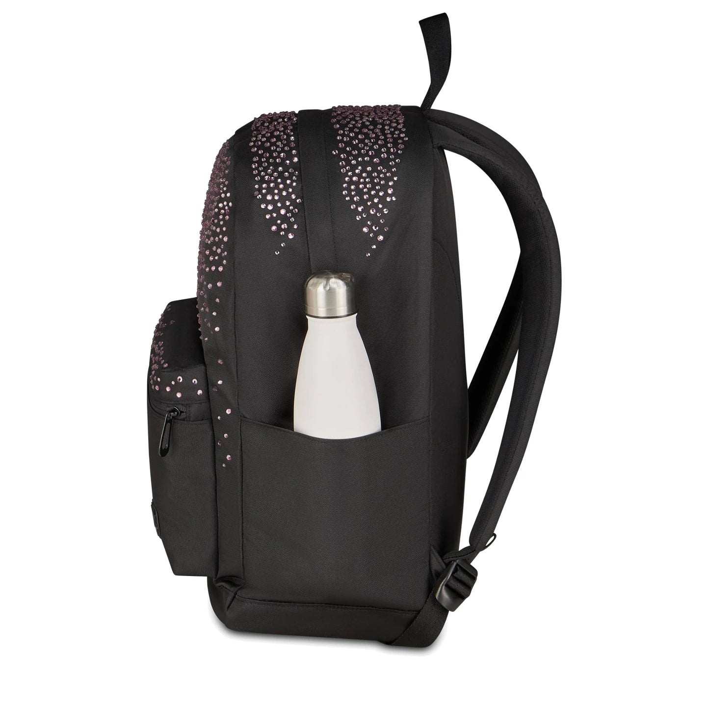 Zaino Seven Round Americano GLITZYCUTE Nero Strass Rosa 26L Porta PC Scuola