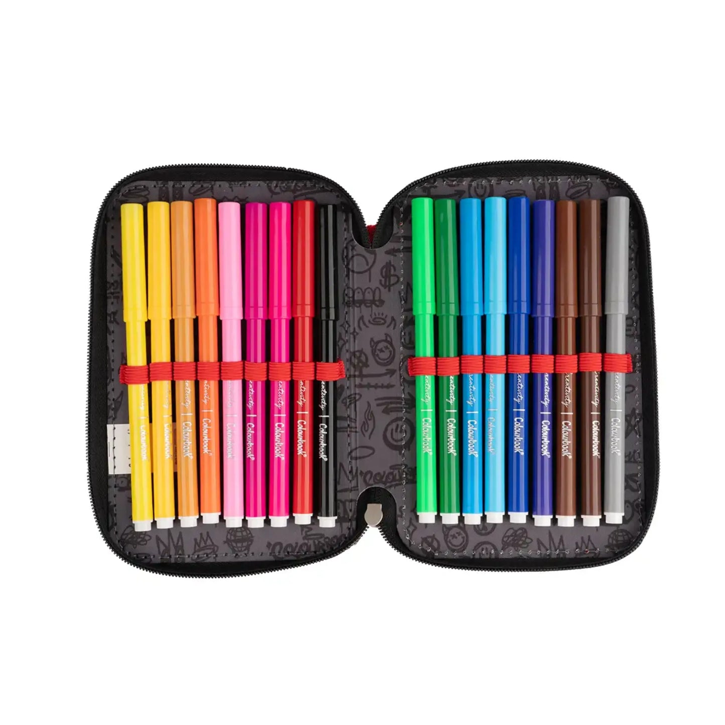 Astuccio 3 Zip Colourbook Urban Wave Completo con Accessori Scuola Urban Pop Street Vivid Back to School