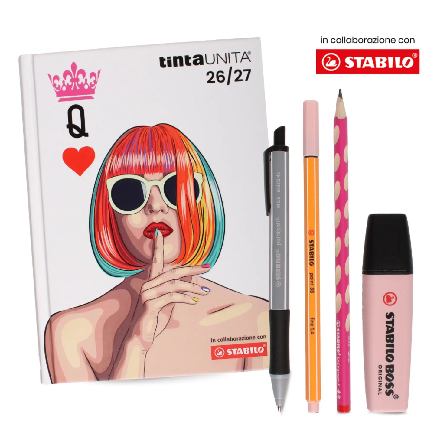 Diario Tinta Unita Stabilo 2026-27 12 Mesi con Bustina Kit Accessori | 8 Fantasie