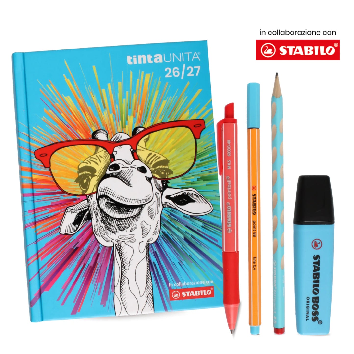 Diario Tinta Unita Stabilo 2026-27 12 Mesi con Bustina Kit Accessori | 8 Fantasie