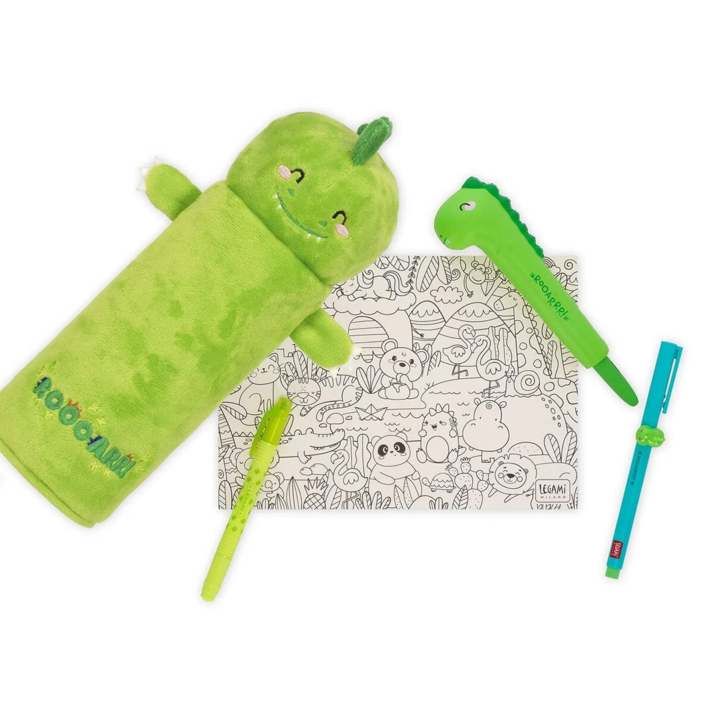 Astuccio Legami Dino Verde Super Soft! Peluche Roooarr