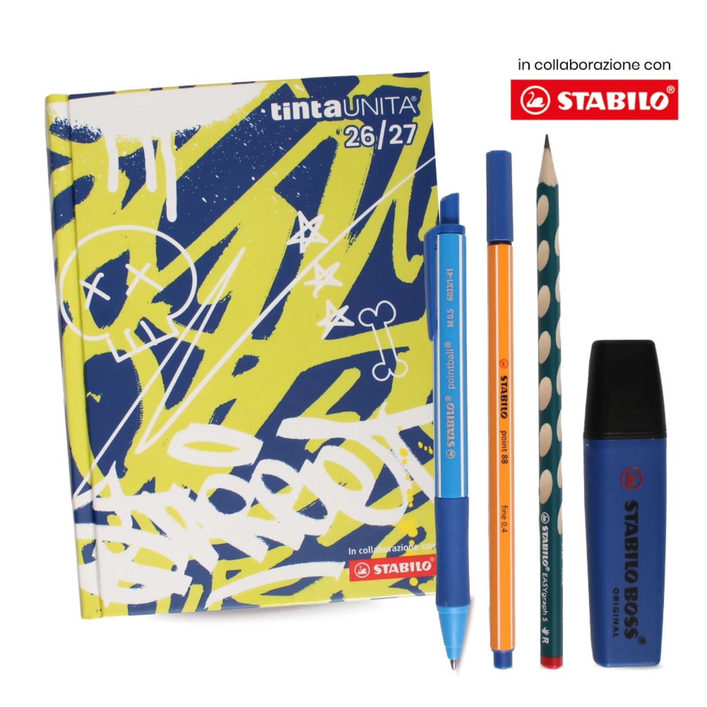 Diario Tinta Unita Stabilo 2026-27 12 Mesi con Bustina Kit Accessori | 8 Fantasie