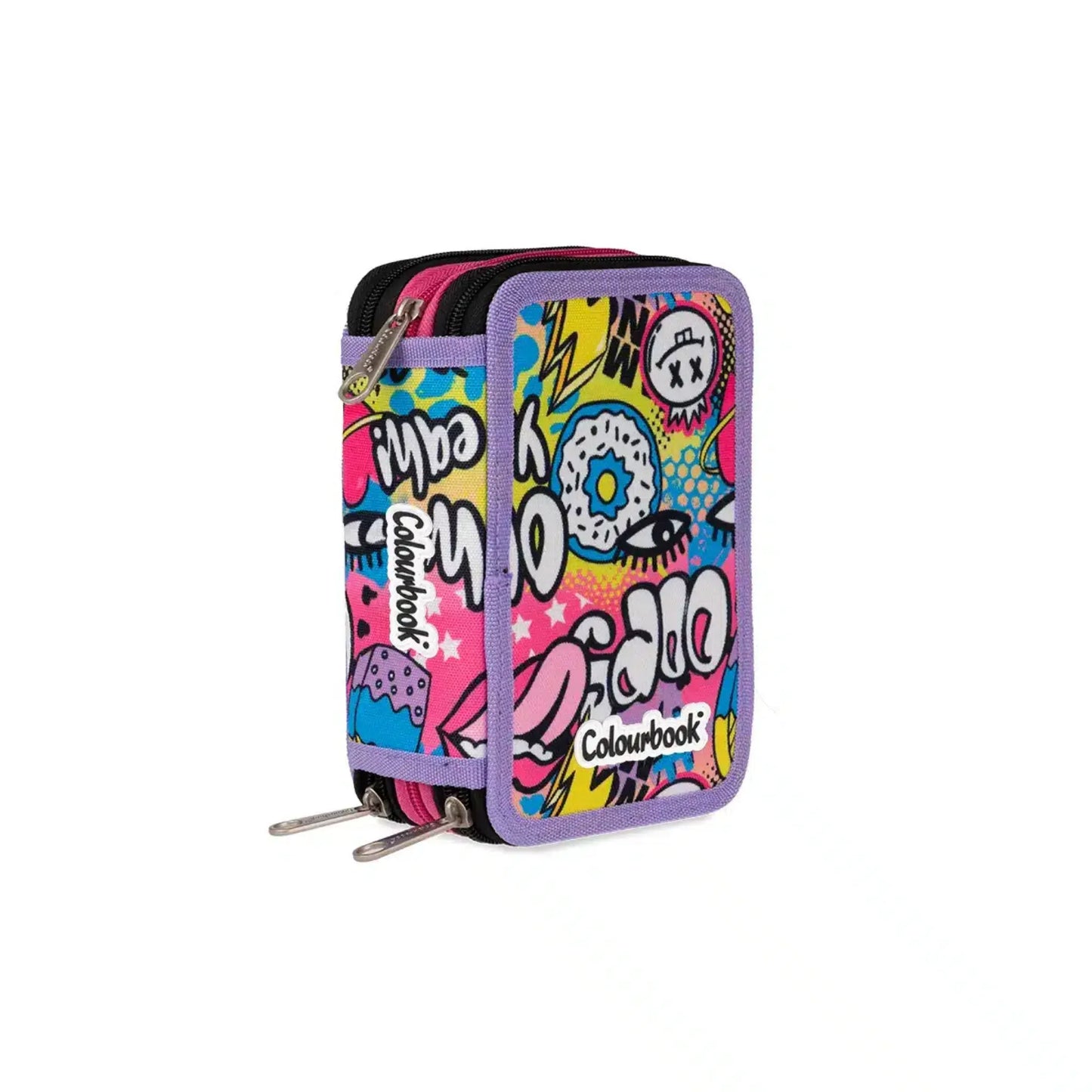 Astuccio 3 Zip Colourbook Urban Wave Completo con Accessori Scuola Urban Pop Street Vivid Back to School