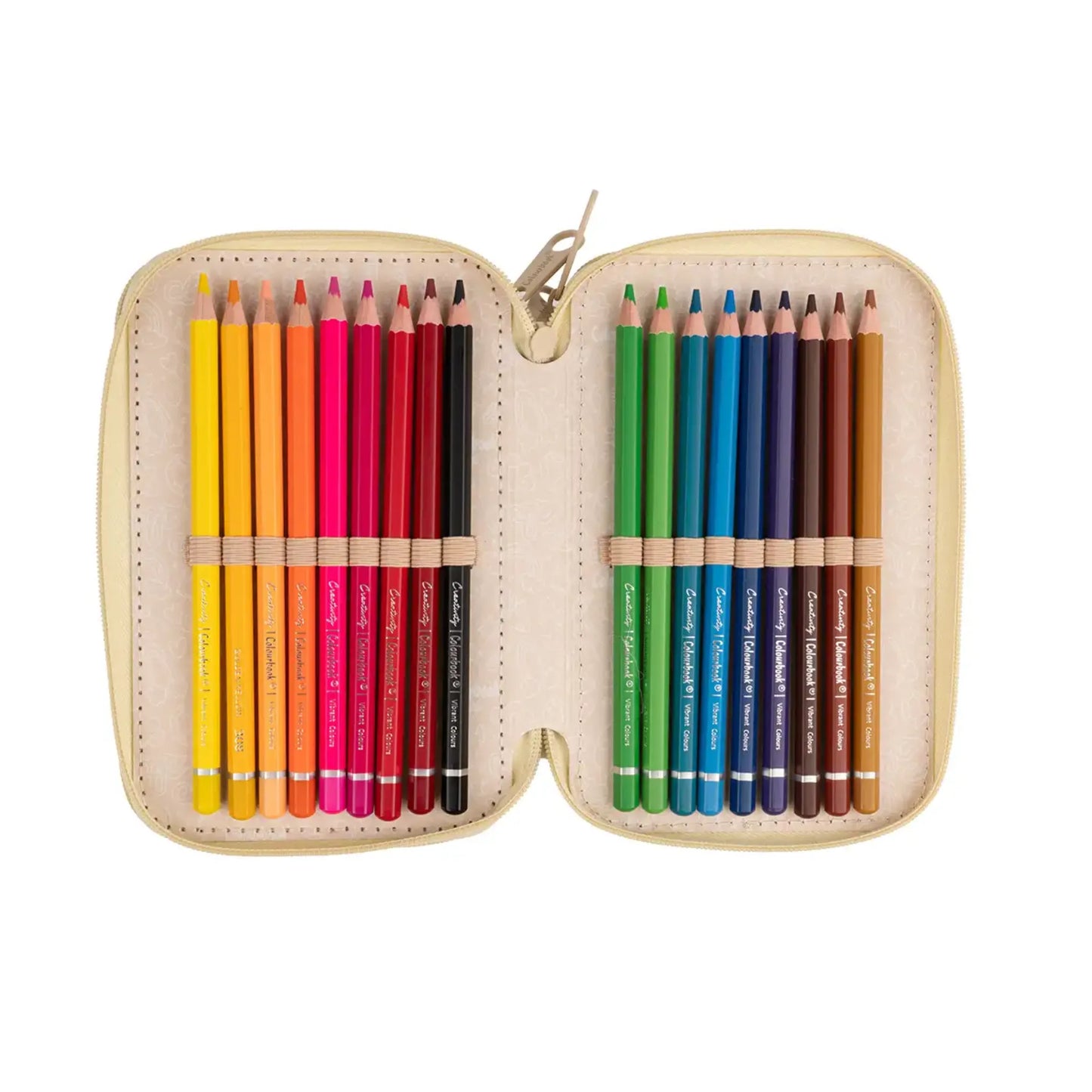 Astuccio 3 Zip Glitter Brillantinato Colourbook Completo 44 Pezzi Scuola