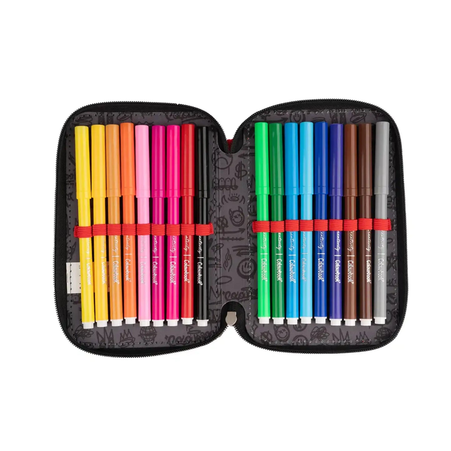 Astuccio 3 Zip Colourbook Urban Wave Completo con Accessori Scuola Urban Pop Street Vivid Back to School