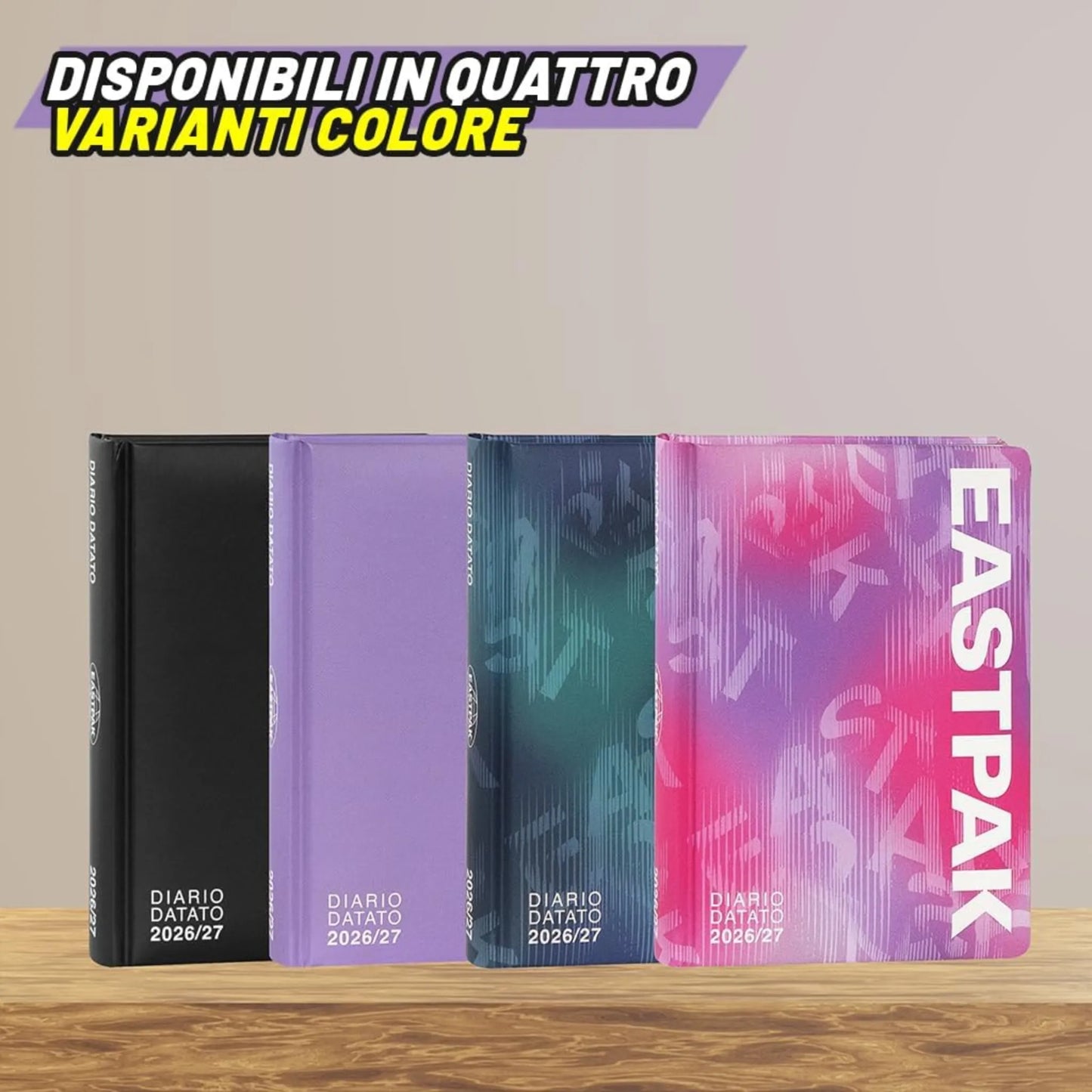 Diario Eastpak 13 Mesi 2026-27 Copertina Imbottita | Blu Rosa Nero Lilla