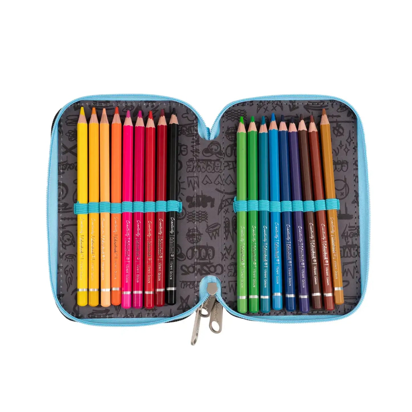 Astuccio 3 Zip Colourbook Urban Wave Completo con Accessori Scuola Urban Pop Street Vivid Back to School