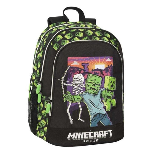 ZAINO SCUOLA ORGANIZZATO 3 SCOMPARTI MINECRAFT MOVIE