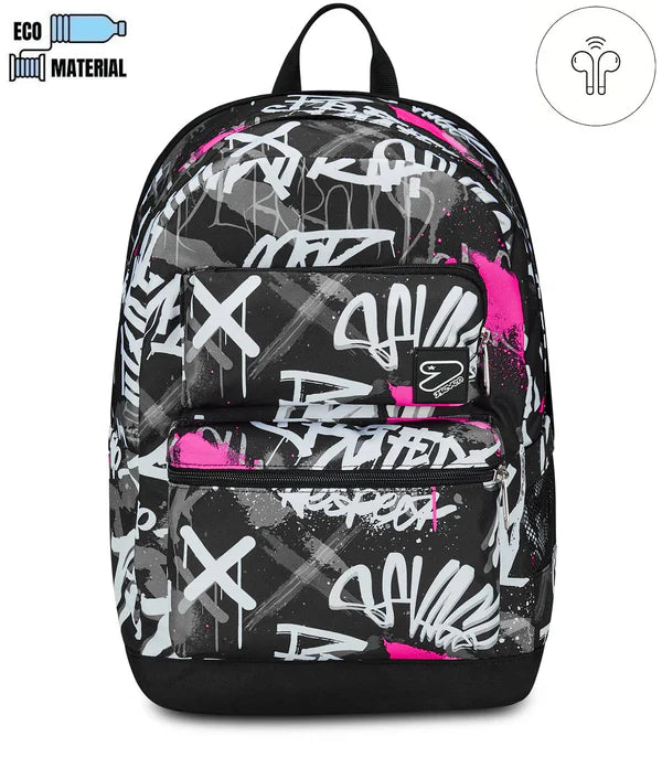 ZAINO Seven® REVERSIBILE NEW POCKETS CON EARPHONES WIRELESS - THE DOUBLE PINK STREET