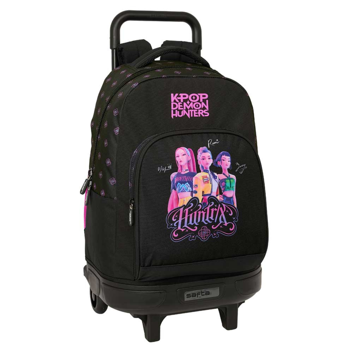 Zaino Trolley K-Pop Demon Hunters Energy Huntrix con Ruote Rimovibili Fantasia Nero Safta