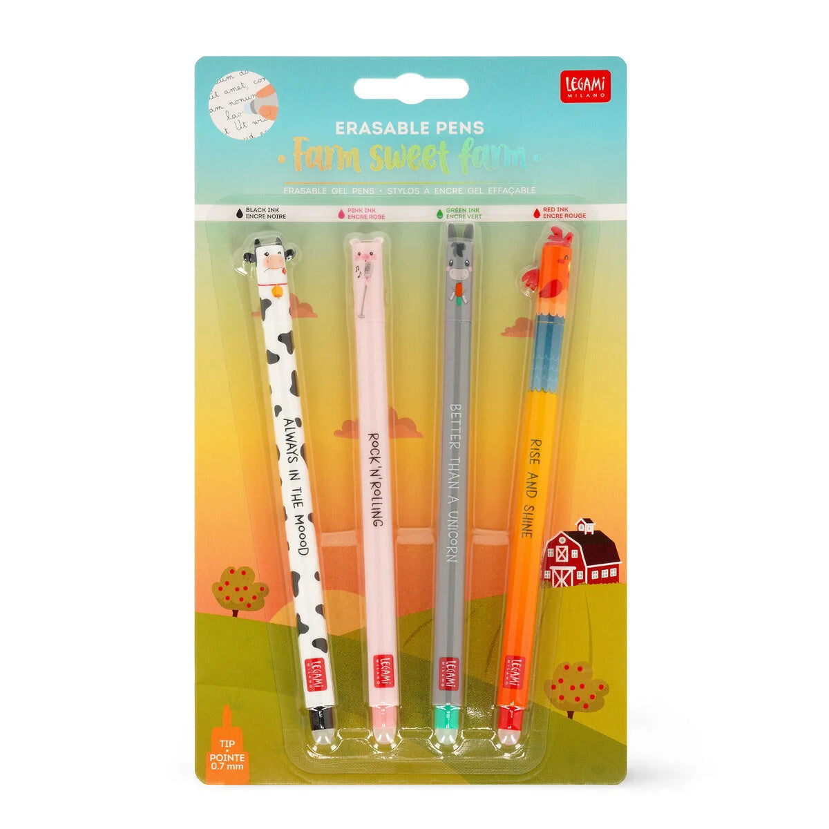 Set di 4 Penne Gel Cancellabili Fattoria - Erasable Pen - Legami