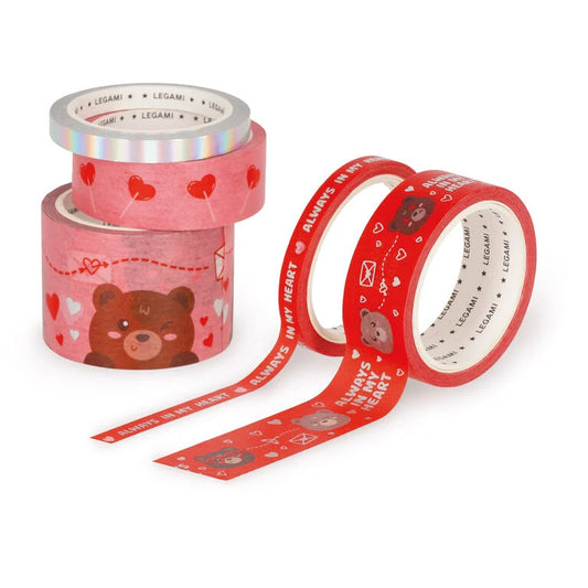 Set di 5 Nastri Adesivi Decorativi di Carta Teddy Bear - Tape By Tape - Legami