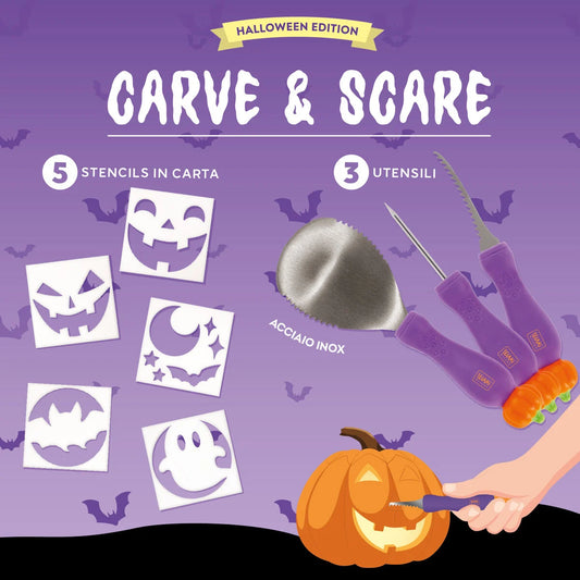 Kit per intagliare zucca di Halloween - Carve & Scare - Legami