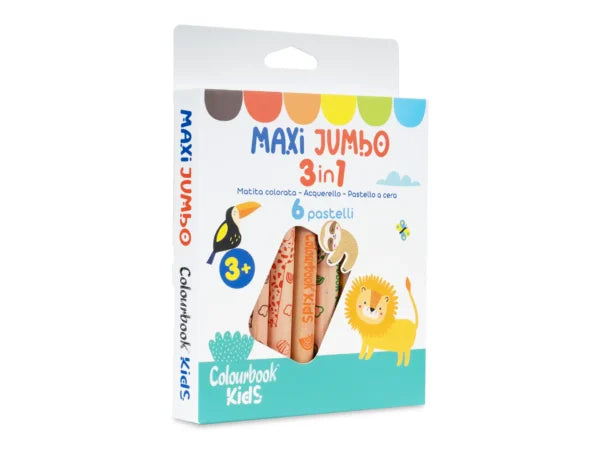 Set 6 matite colorate Maxi Jumbo 3 in 1 - COLOURBOOK