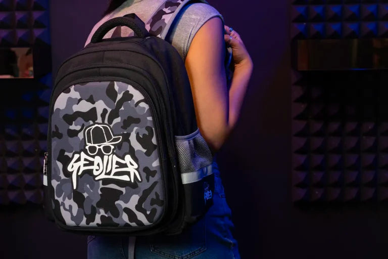Zaino scuola Camouflage Geolier con cuffie omaggio