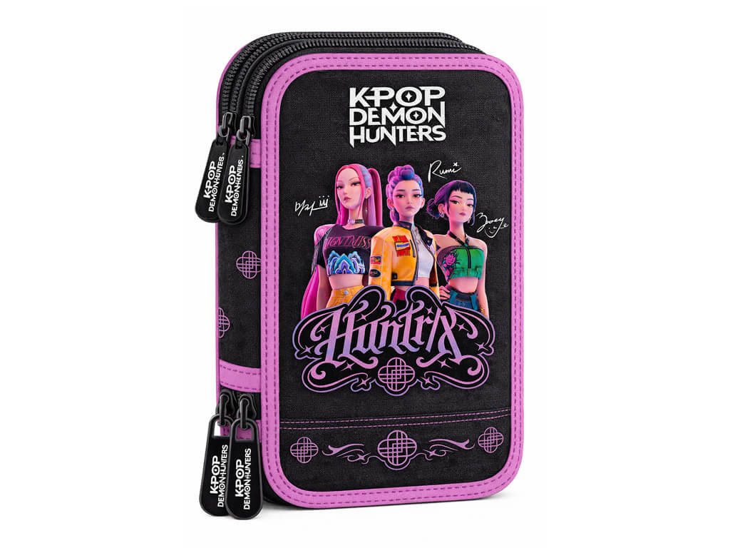 Astuccio 3 Zip K-Pop Demon Hunters Energy Nero – Safta