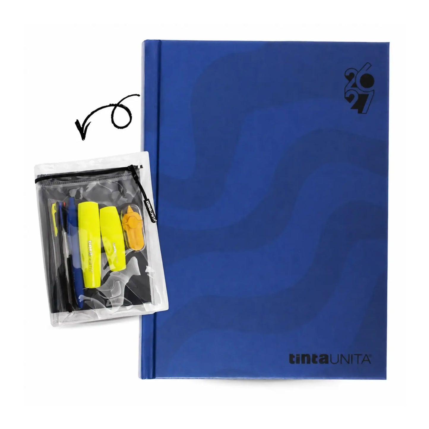 Diario Tinta Unita Plain 12 Mesi 2026-27 con Cover e Kit Penne | 5 Colori