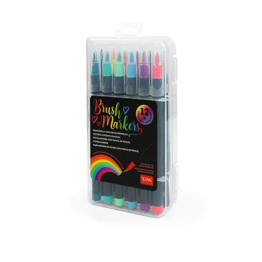 Set 12 Brush Markers Legami Bright | Pennarelli Punta Pennello Lettering e Acquarello