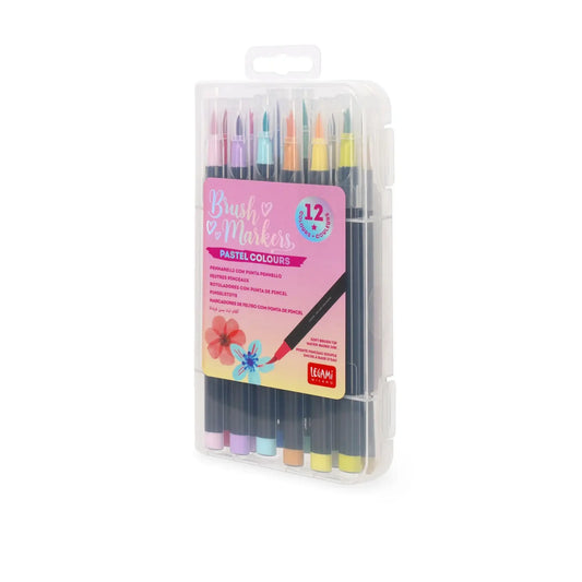 Set 12 Brush Markers Legami Pastel | Pennarelli Punta Pennello Lettering e Acquarello