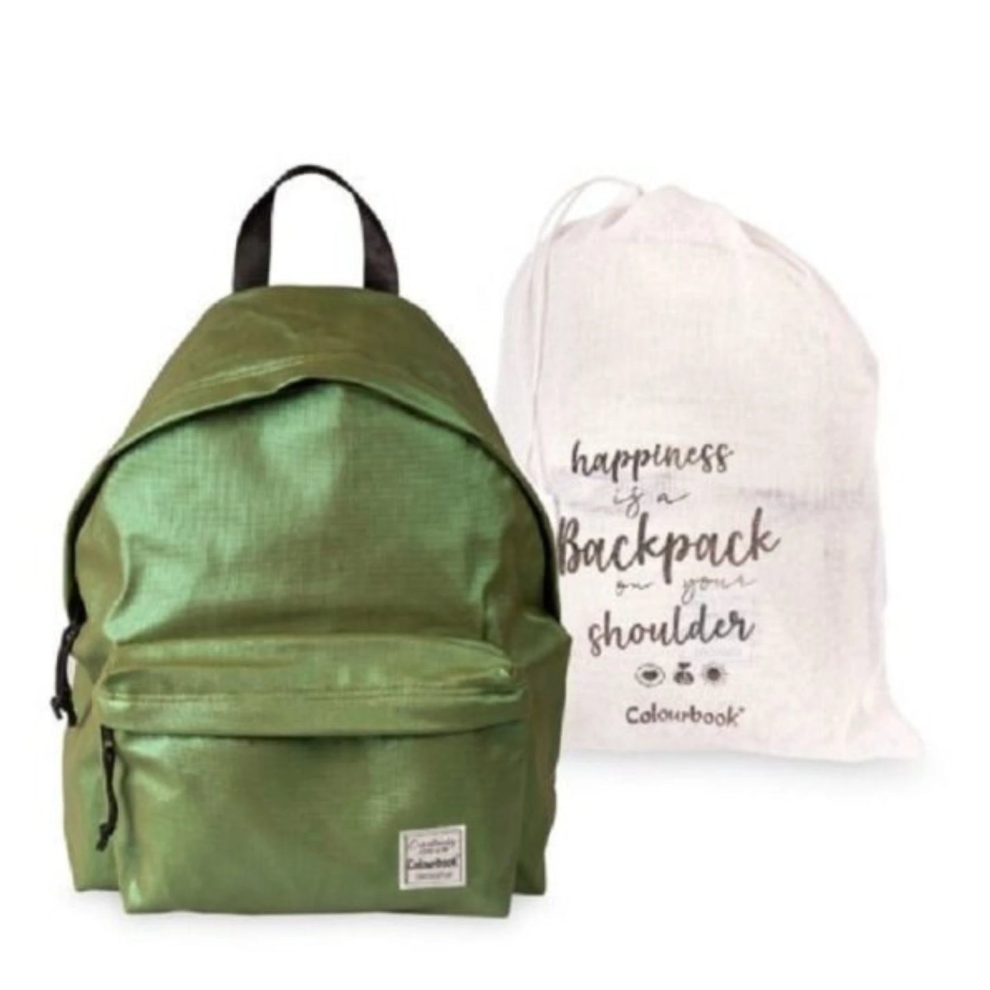 Zaino Shine Colourbook Verde Forest — Tessuto Metallizzato 2 Zip