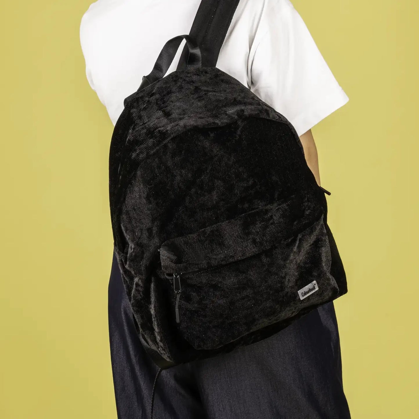 Zaino Tondo Americano Colourbook Elegance Velar Nero — Velluto a Coste Corduroy 23L 41×31×16cm