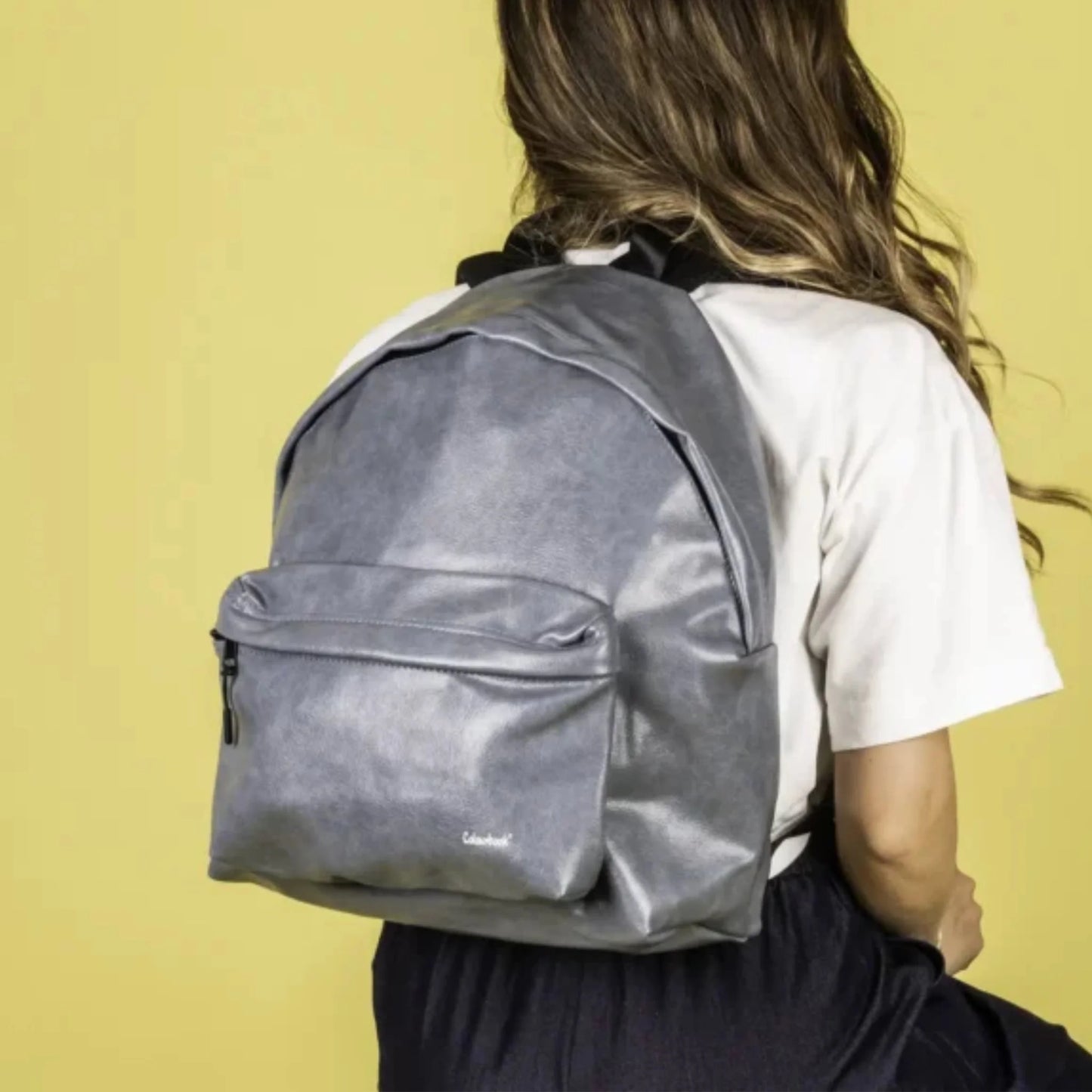 Zaino Colourbook Elite Ikona Avion 23L — Similpelle Grigio Ardesia Metallizzato Spallacci Imbottiti Garanzia 4 Anni