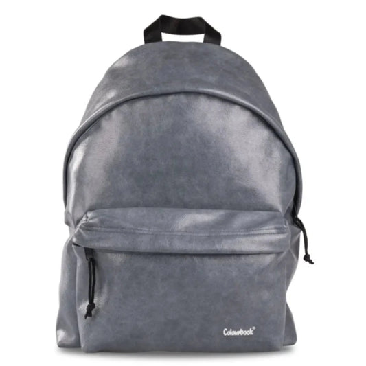Zaino Colourbook Elite Ikona Avion 23L — Similpelle Grigio Ardesia Metallizzato Spallacci Imbottiti Garanzia 4 Anni