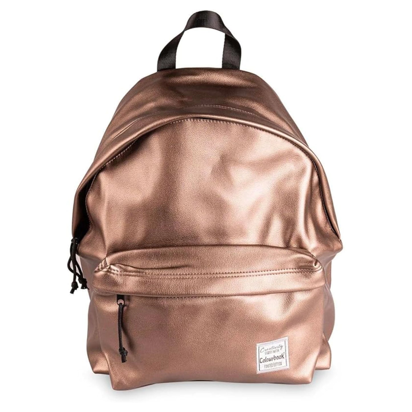Zaino Tondo Americano Colourbook Metal Bronze — Ecopelle Metallica 23L Schienale Imbottito 41×31×16cm