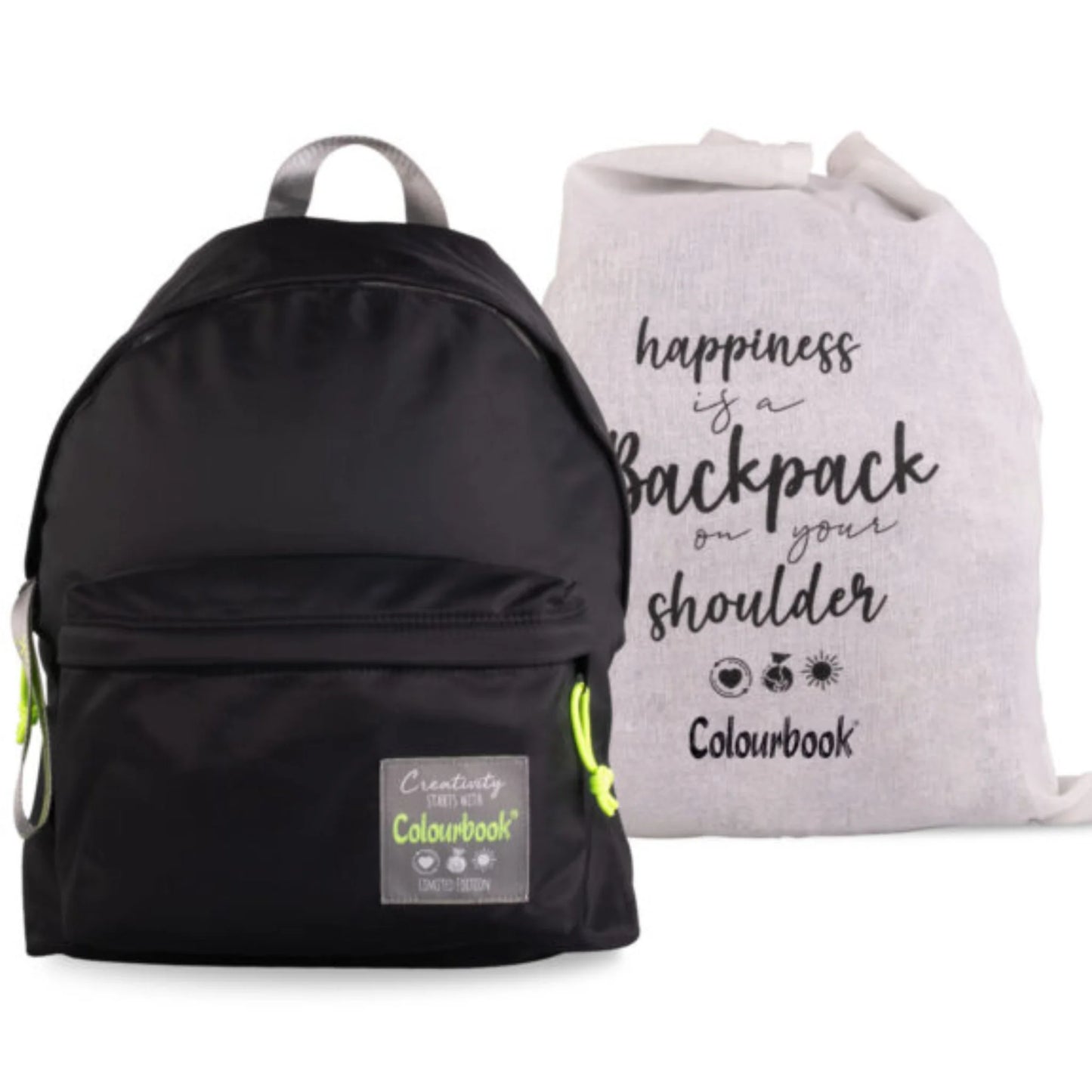 Zaino Colourbook Satin Black Limited Edition 23L — Nero Fluo Giallo Sacca Regalo Inclusa Garanzia 4 Anni