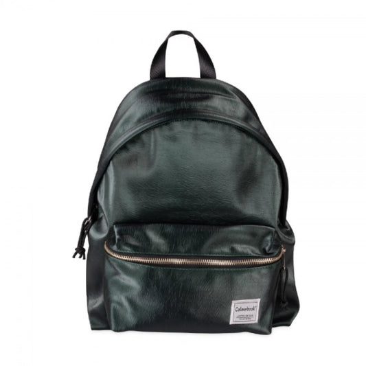 Zaino Tondo Americano Colourbook Silkroad Verde Scuro — Similpelle Effetto Seta 23L Schienale Imbottito 41×31×16cm