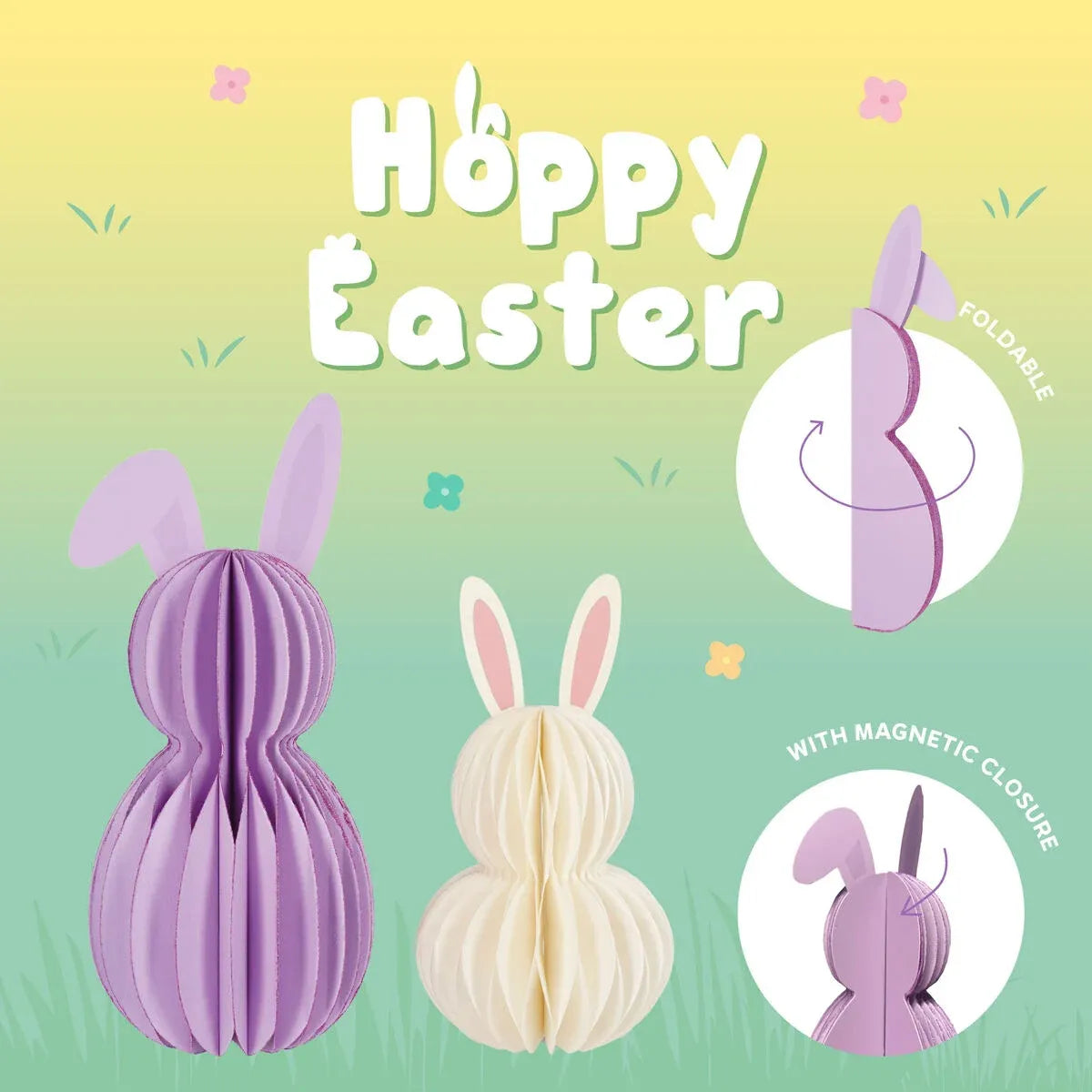 Coniglietti Decorativi Pasqua in Carta Hoppy Easter Set 2 Legami Milano