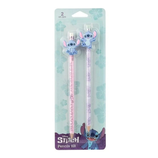 Set 2 Matite HB Disney Stitch con Topper 3D Monday Summer — Mina Grafite Gomma Integrata CoolPack