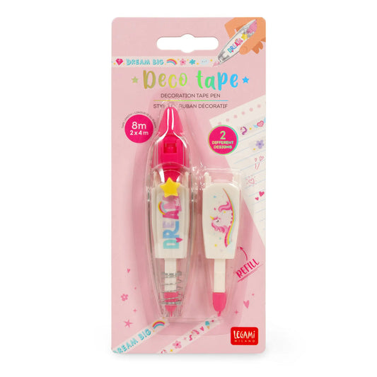 Deco Tape Unicorno Legami | Penna a Nastro Decorativo Ricaricabile 8m Dream Big