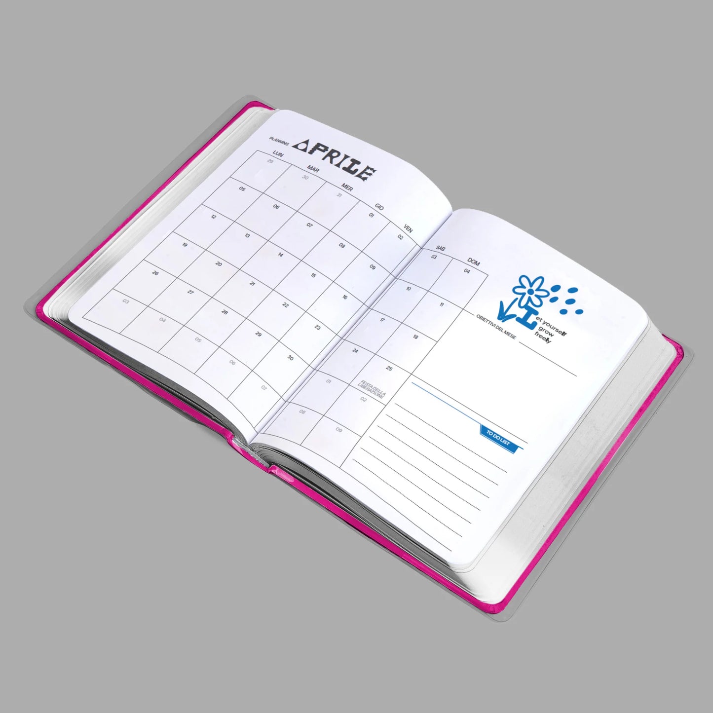 Diario Be You Fuxia 2026-2027 12 Mesi Datato Formato Easy con Stickers