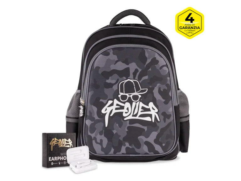 Zaino scuola Camouflage Geolier con cuffie omaggio