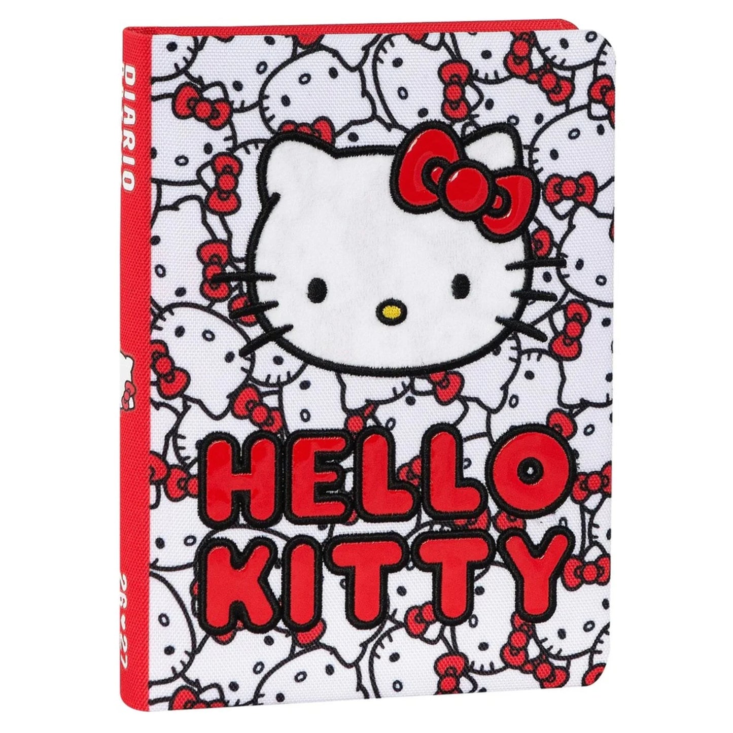 Diario Hello Kitty 2026/2027 12 Mesi Datato Kitty — Copertina Tessuto Ricamata 3D 352 Pagine Sticker Licenza Sanrio
