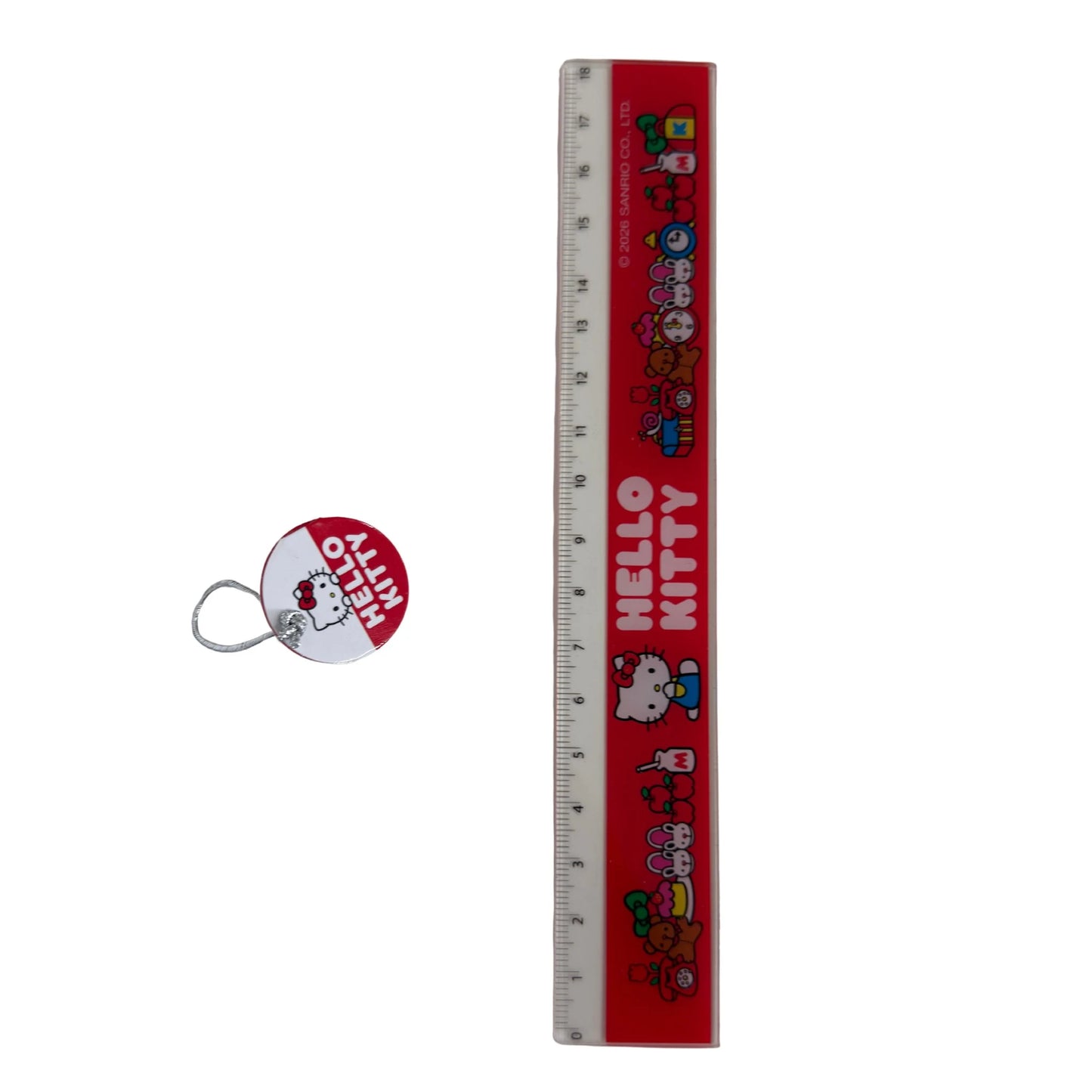 Righello 18 cm Hello Kitty 2026 Rosso — Plastica Trasparente Graduato cm e mm Icone Kawaii Licenza Sanrio