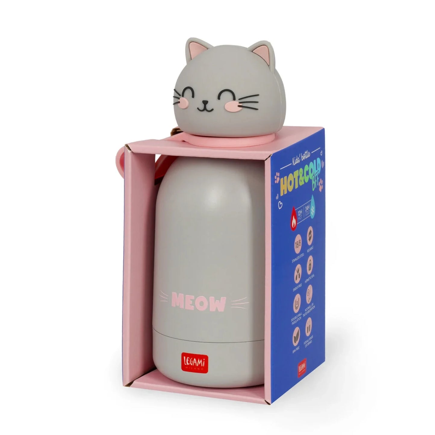 Borraccia Termica Bambini Legami Hot&Cold BFF Kitty — 310ml Acciaio Inox 18/8 Caldo 12H Freddo 24H