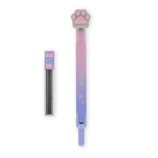 Compasso con Mina Automatica Legami Meow — Zampa Gatto Rosa Viola Mine 0,5mm 2B Incluse