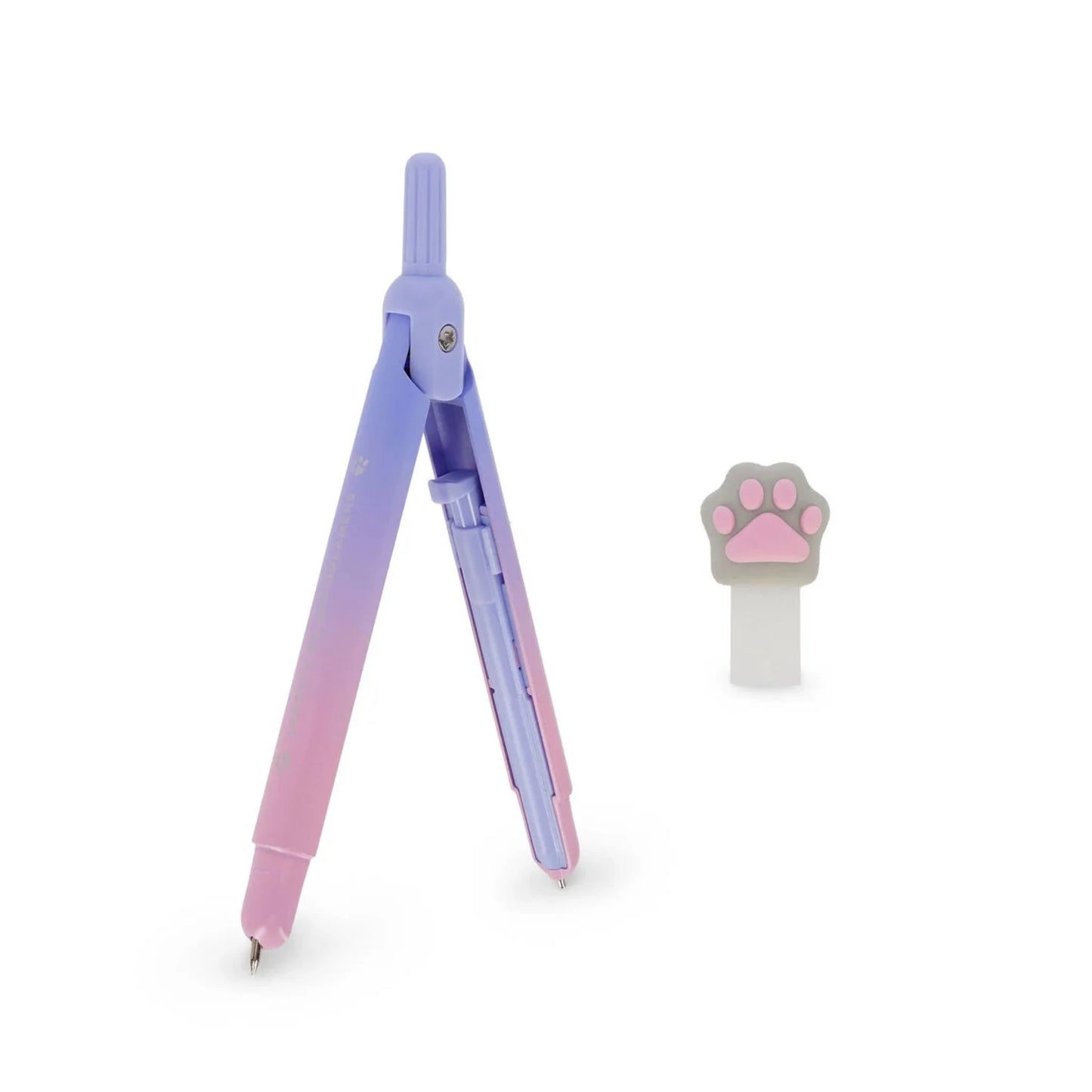 Compasso con Mina Automatica Legami Meow — Zampa Gatto Rosa Viola Mine 0,5mm 2B Incluse
