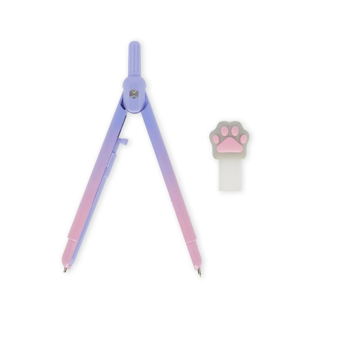 Compasso con Mina Automatica Legami Meow — Zampa Gatto Rosa Viola Mine 0,5mm 2B Incluse
