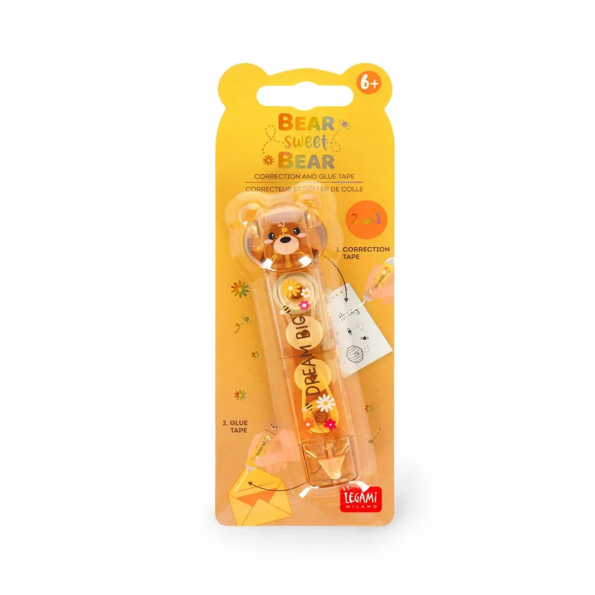 Correttore e Colla a Nastro 2 in 1 Legami Bear Sweet Bear — Orsetto Ambrato Dream Big