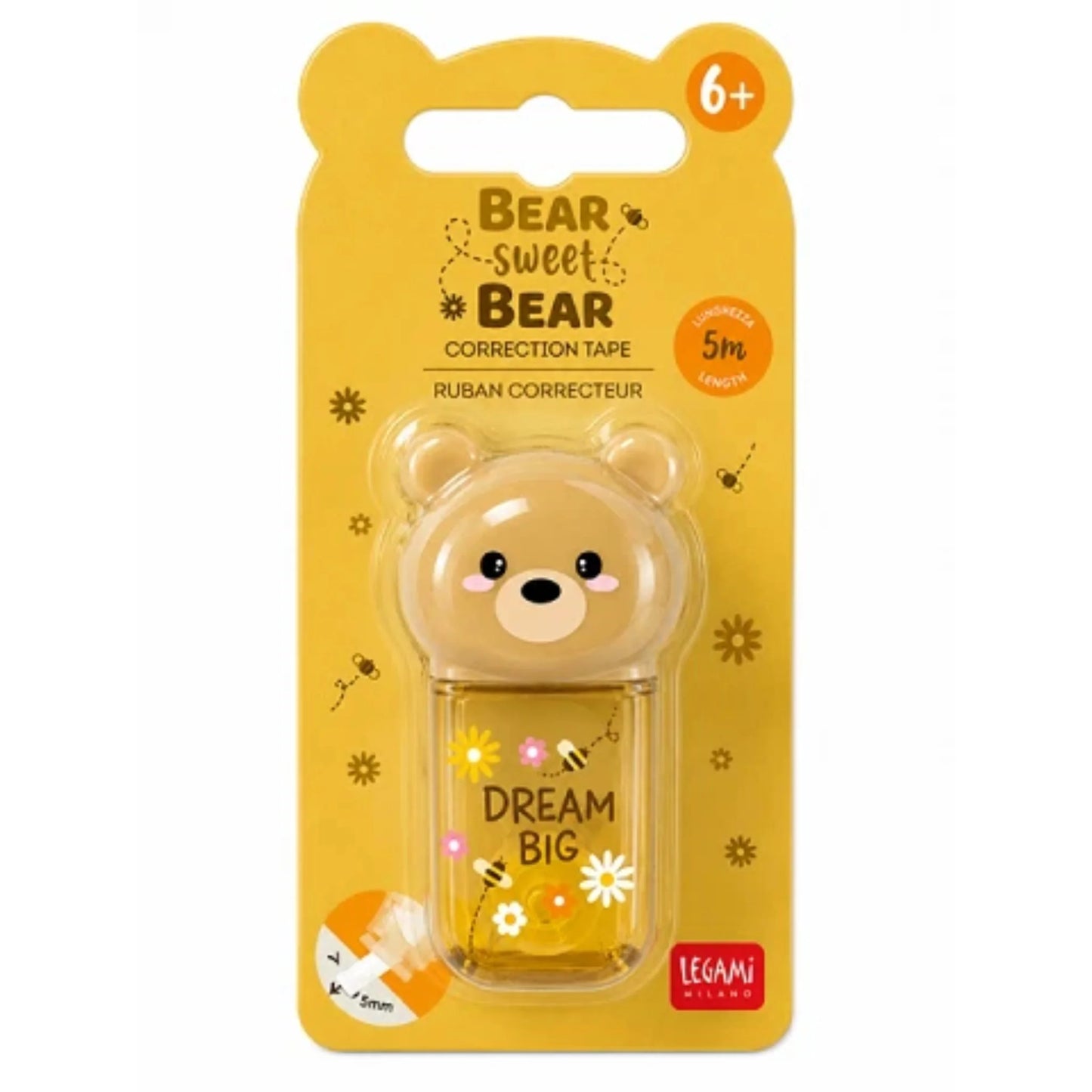Correttore a Nastro Legami Bear Sweet Bear — Orsetto Ambrato Dream Big 6m Altamente Coprente